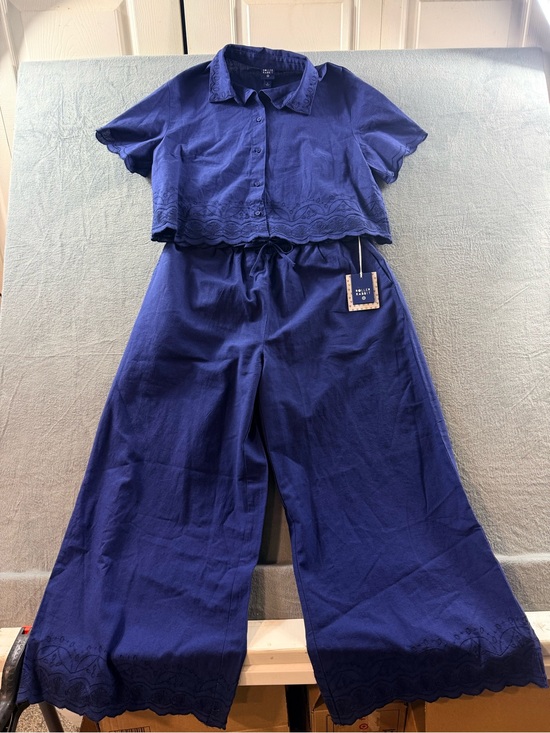 Roller Rabbit Pants - Roller Rabbit - Blue Scalloped Embroidered Set